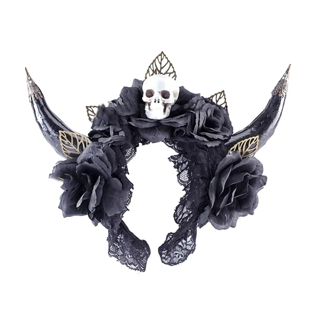 Vintage Gothic Horn Headband - Black