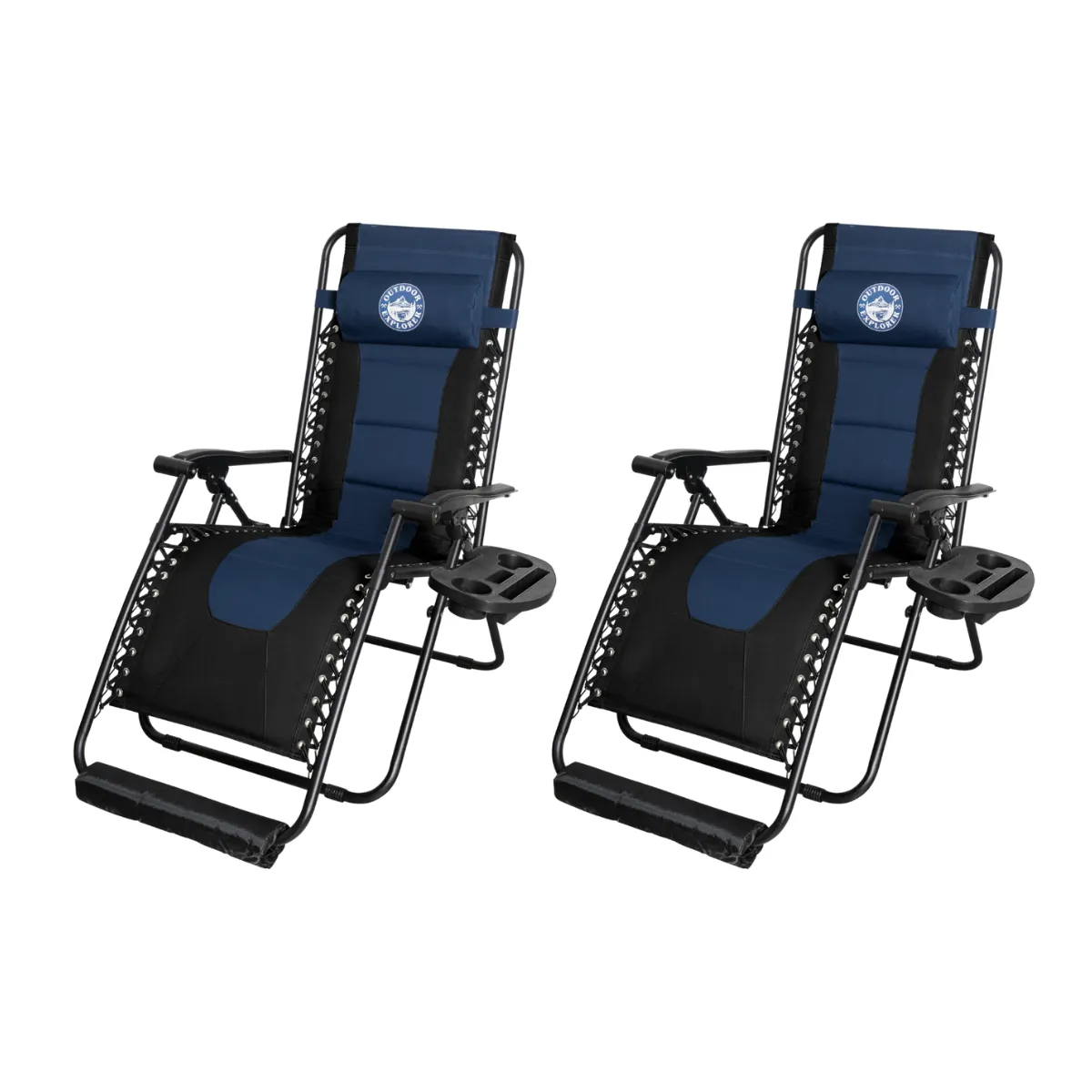 Outdoor Explorer160kg Padded Sun & Camping Lounger - Folding Recliner Chair - Midnight Blue