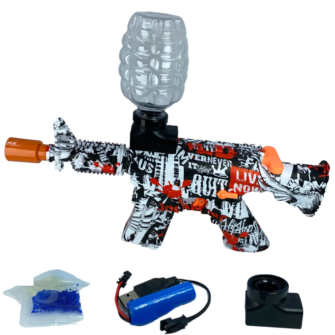 Gel Blaster Gun Water Beads Ball Splatter Shooting Target Toy M416 - White & Red