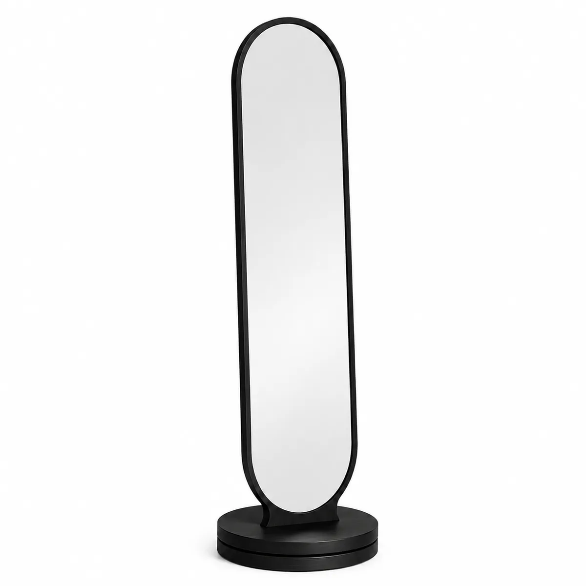 Modern Entryway Mirror with Rotating Coat Hanger - Black