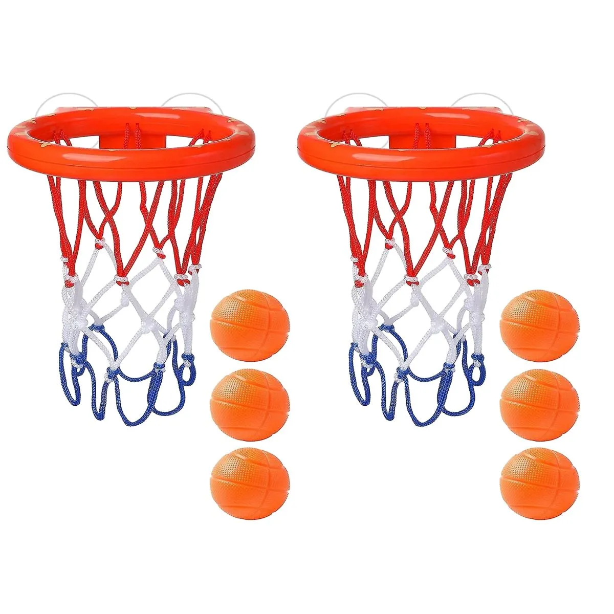 2-Set Kids Bath Basketball Hoop Toy Set with Balls and Suction Cups
