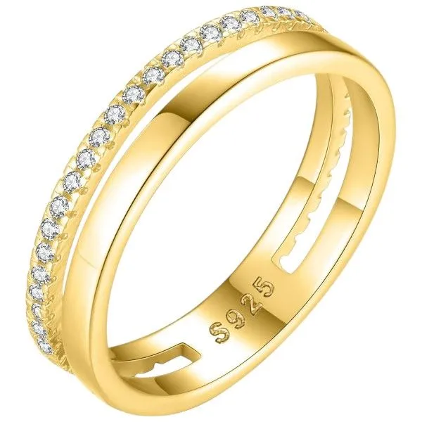 Size 5 - S925 Sterling Double-Layer Rhinestone Ring - Gold
