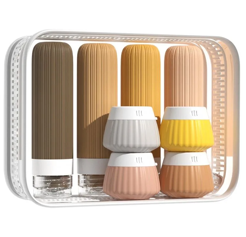8 piece Portable Travel Toiletries Silicone Container Storage Bottle