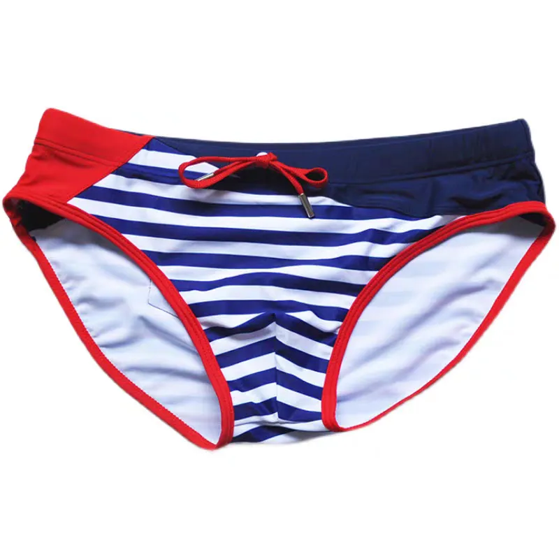 Men' Striped Swim Brief - Blue, Red