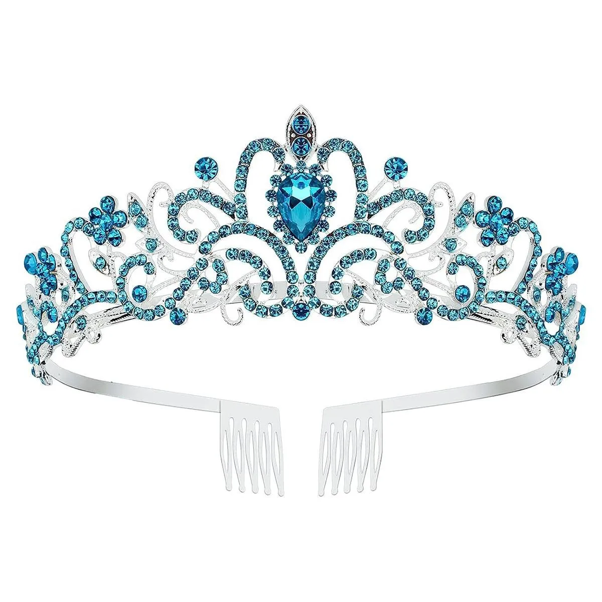 Tiara Crown Crystal Tiara For Woman Birthday Wedding Party - Blue