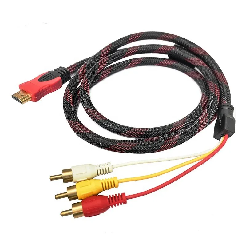 HDMI Male to 3RCA AV Cable 1.5M Compatible with HDTV DVD