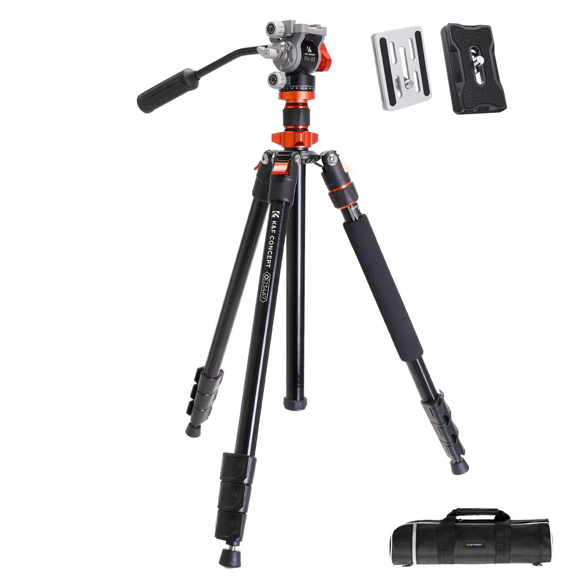 K&F Omni-Director Aluminium Video Tripod with Fluid Head | KF09.136