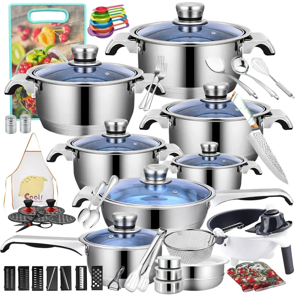 121 Pieces- Hot Selling Kitchenware Non-Stick Stainless Steel Cookware Pots set