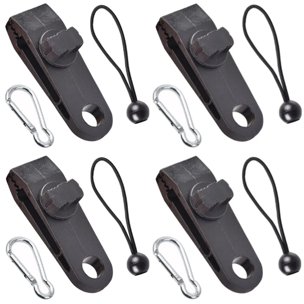 Camping Tent Tarpaulin Canopy Locking Clamp With Carabiners & Securing Rope