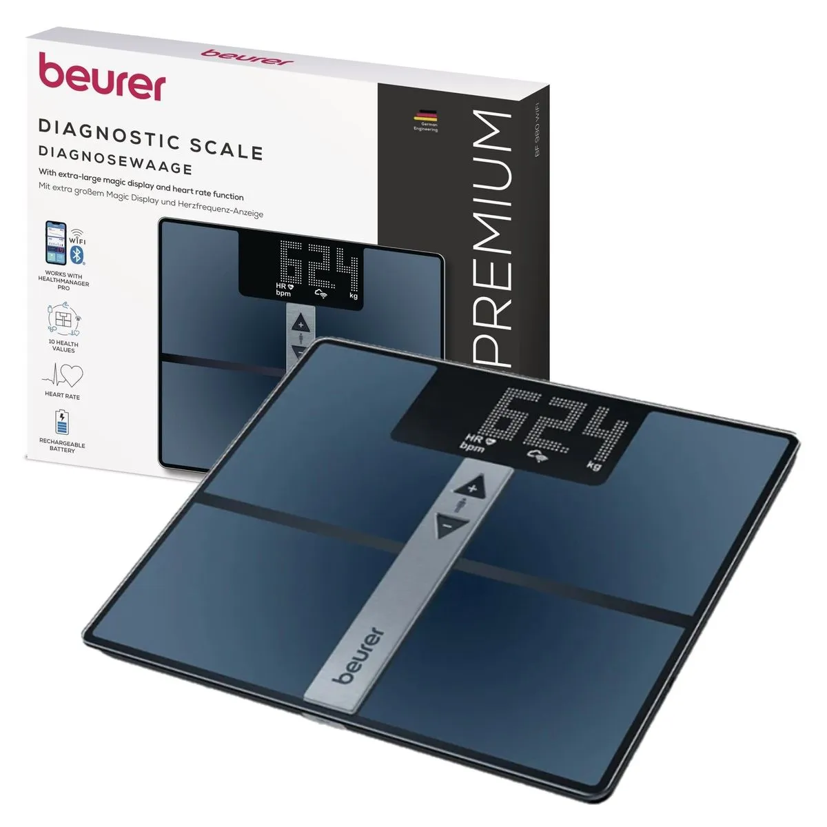 Beurer Diagnostic Bathroom Scale BF 980 WIFI BMI, Fat, Muscle & Heart Rate