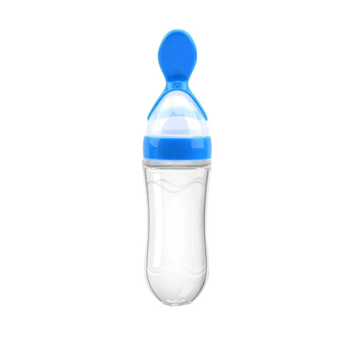 Easy 2 in 1 Round Travel Silicone Baby Food Bottle - Blue