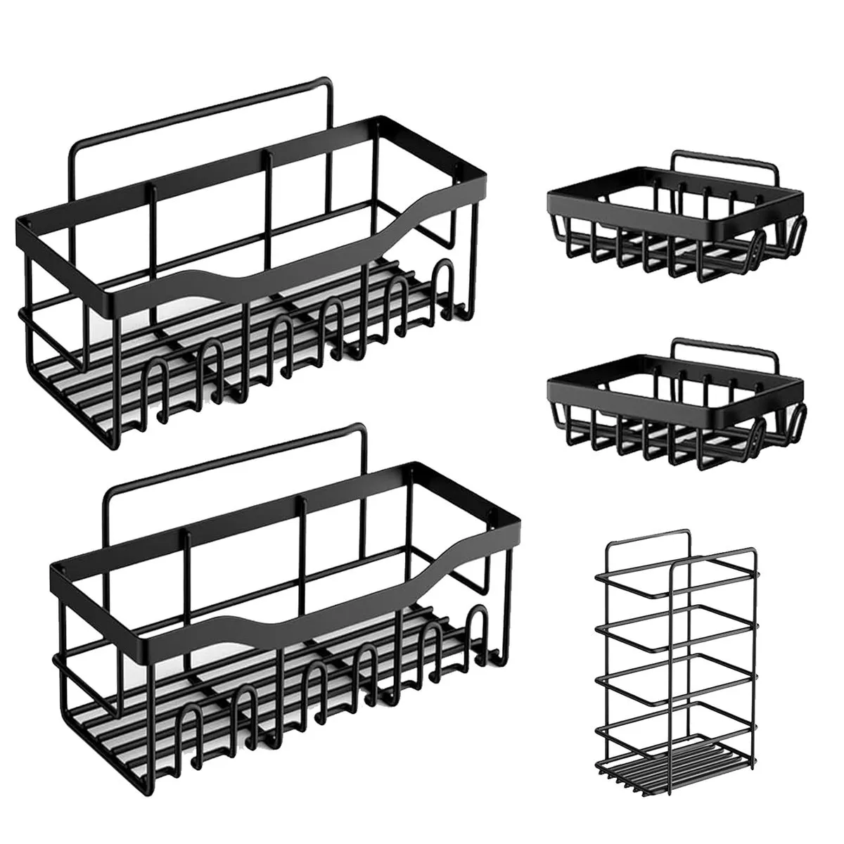 5 Piece No-Drill Steel Wall-Mount Bathroom Accessories Set