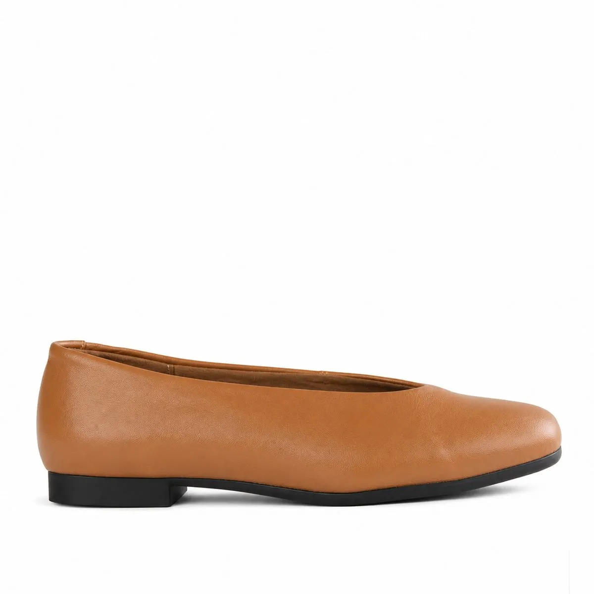 Froggie Women's Flat Pump Shoe-Tan Leather - 13004