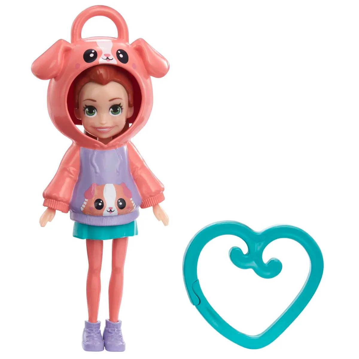 Polly Pocket Friend Heart-Shaped Clips Dolls - Lila With Puppy Hoodie