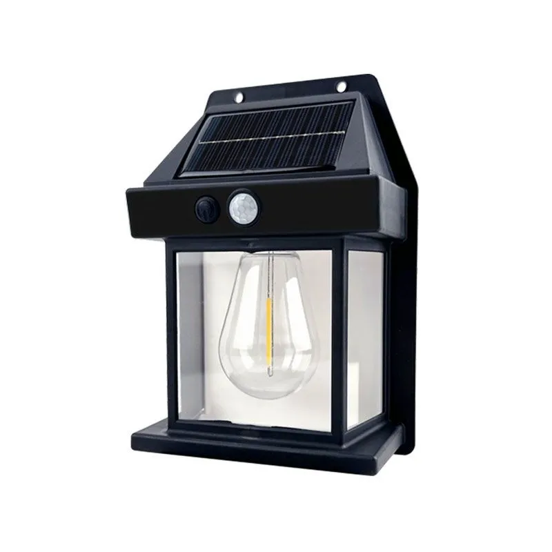 Solar-powered outdoor courtyard lighting fixture - Black