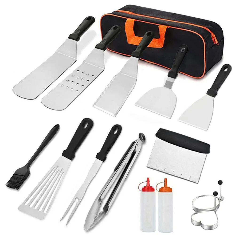 15PCS Camping BBQ Outdoor BBQ Tool Set Stainless Steel Grill Set