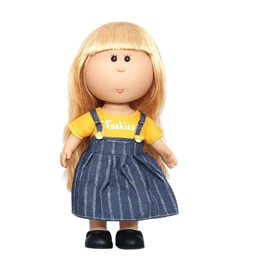 Lovely Girl Fashion Doll with Blonde Hair and Denim Dress