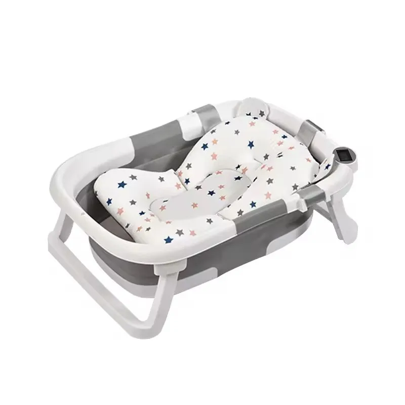 Babies-up Newborn Foldable Bathtub Shower Holder, Pillow Pad & Thermometer