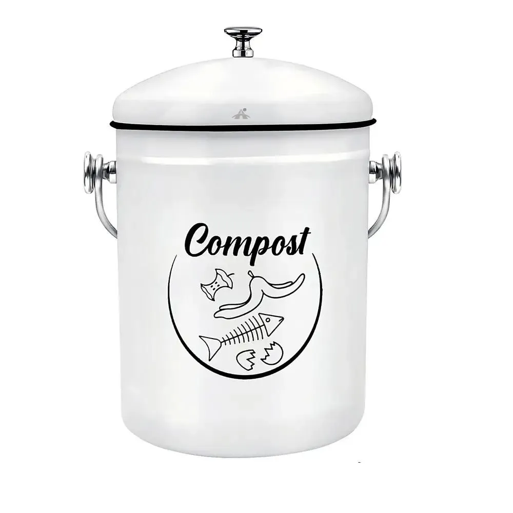 ALANES 5L Metal Compost Bin Trash Bucket for Kitchen Countertop