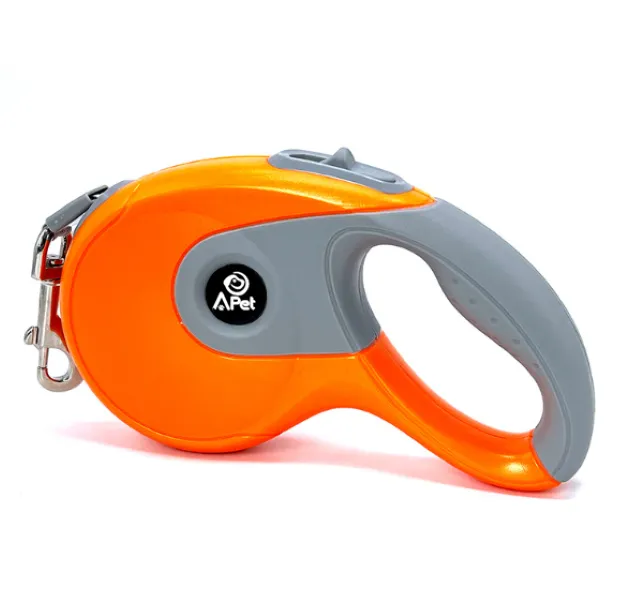 A-Pet 5 Metre Retractable Dog Leash - Ergonomic Handle- Brake & Lock System - Orange