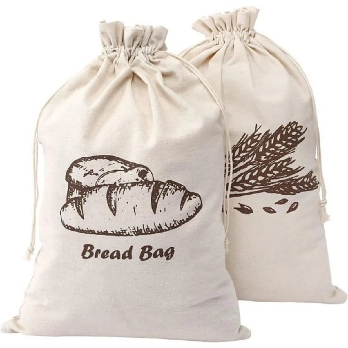 2 Pack Linen Bread Bags - Keeps Bread Fresh Longer Bread Bag