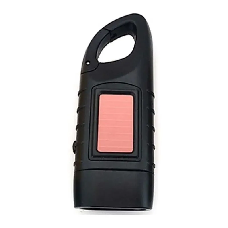 Portable Solar Hand Crank LED Flashlight for Camping and Emergency - black