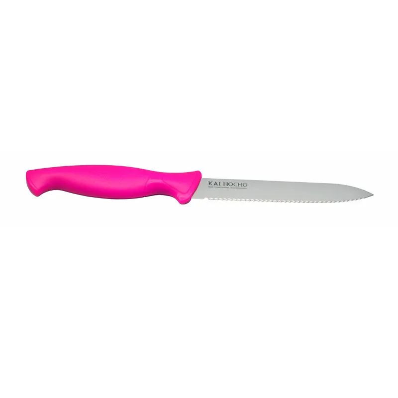 KAI Hocho Vegetable Knife with Serrated Edge - Pink