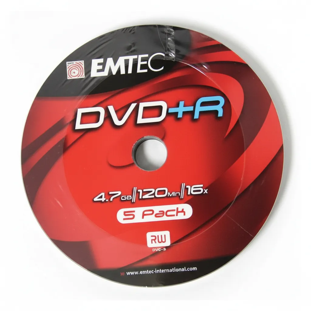 Emtec DVD+R 16x Speed 5 Piece Blank Discs for Data Storage