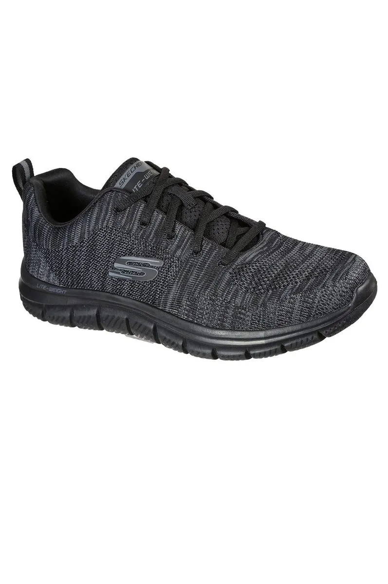 Skechers Men Black/Grey Mesh Casual Lace Up