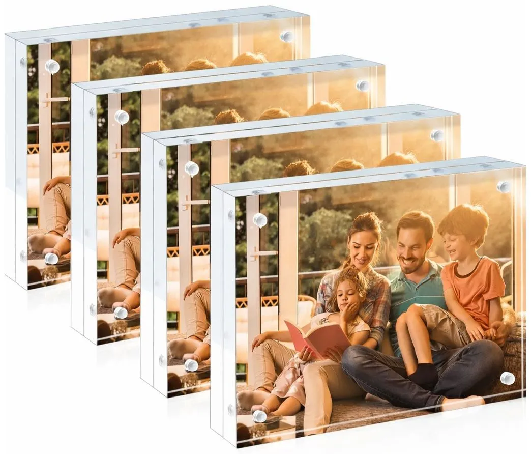 4-Pack 5x7 Acrylic Frameless Double-Sided Magnetic Display Photo Frame