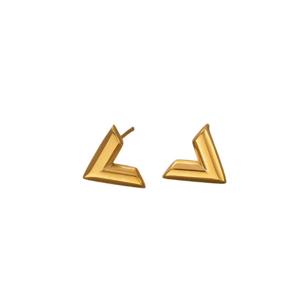 Geometric V Gold Stainless Steel Earrings.