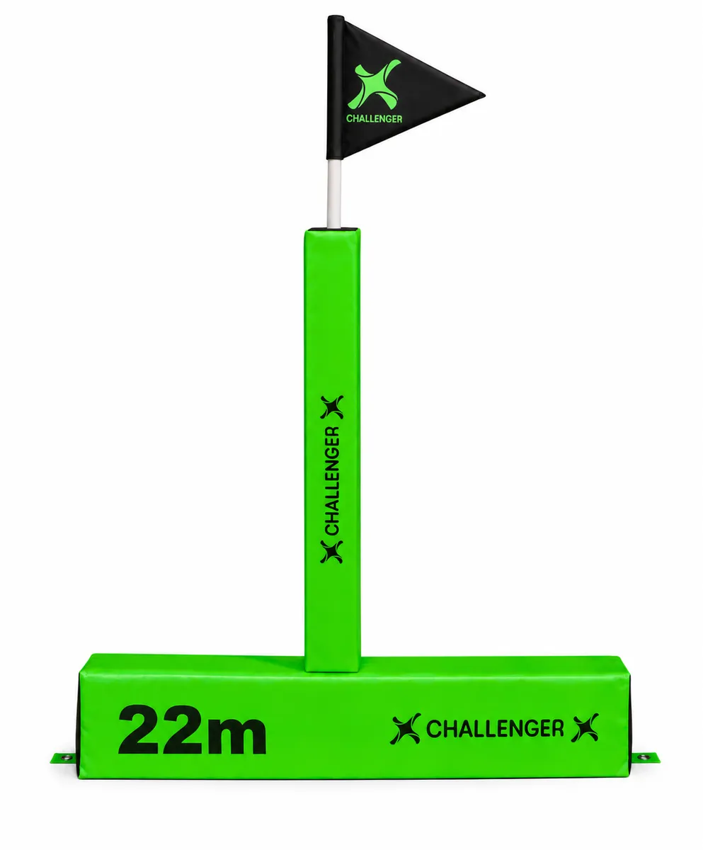 Rugby 22m Line Marker Wedge (1500mm) incl 1m pc Post & Flag - Challenger