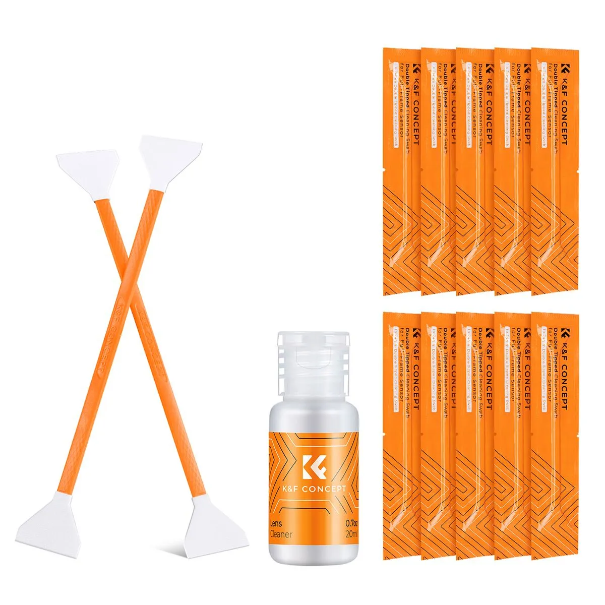 K&F 10 Swab 24mm D-Head CMOS F-Frame Camera Sensor Cleaning Kit 20ml Fluid