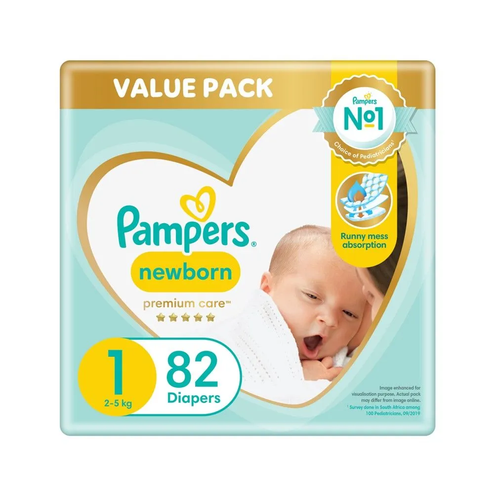 Pampers Premium Care Newborn Size 1 Taped (2-5 kg) 82 Nappies