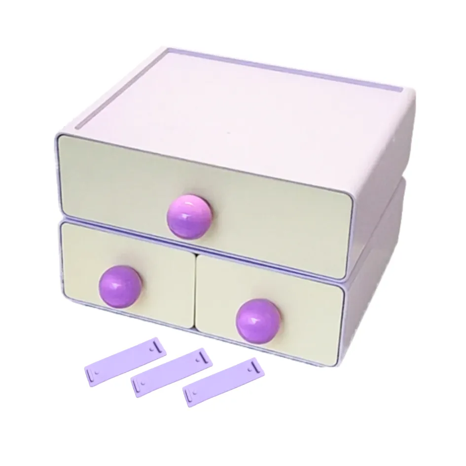 Bestby - Stackable 2-Tier Desktop Storage Organizer with 3 Drawers