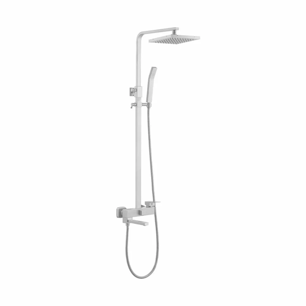 Trendy Taps Premium Quality Brushed Nickle SQ Exposed Shower & Bath Set