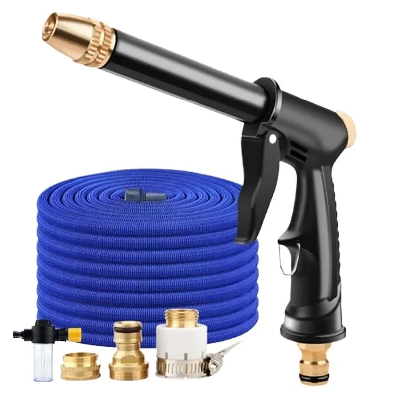 Expandable Garden Hose Pipe Set - High Pressure Car Wash Spray Gun - 45m