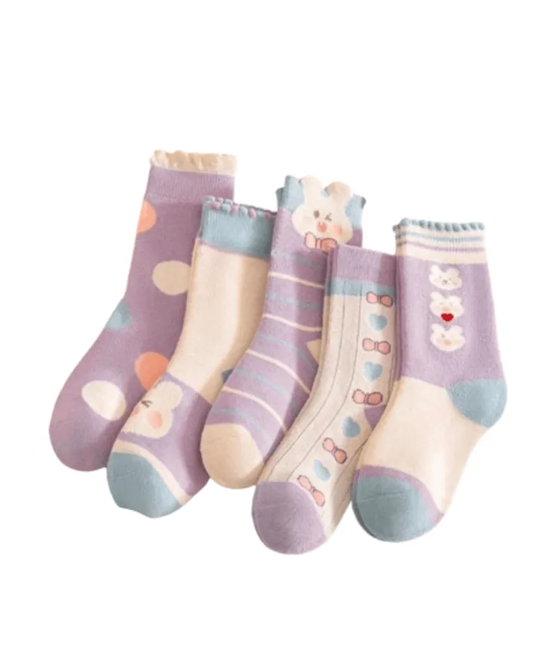 5 Pairs Cotton Thick Winter Kids Socks - 1-2 years