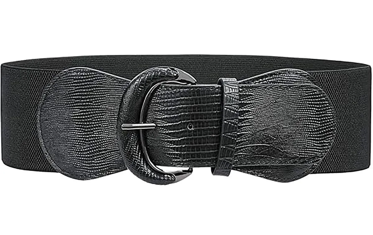 Women Stretchy Wide Waist Belt for Dress Ladies Elastic Belt Hook Buckle - Black