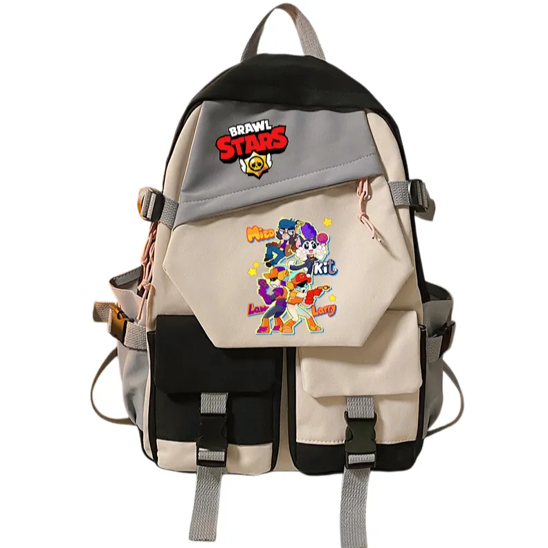 Game Merchandise Nylon Schoolbag Brawl Stars Patrern Color Blocking - Black