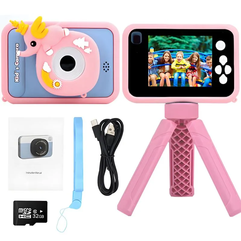 Kids Camera Toys with HD 1080 IPS Screen Digital Camera 32GB Memory Card - Pink