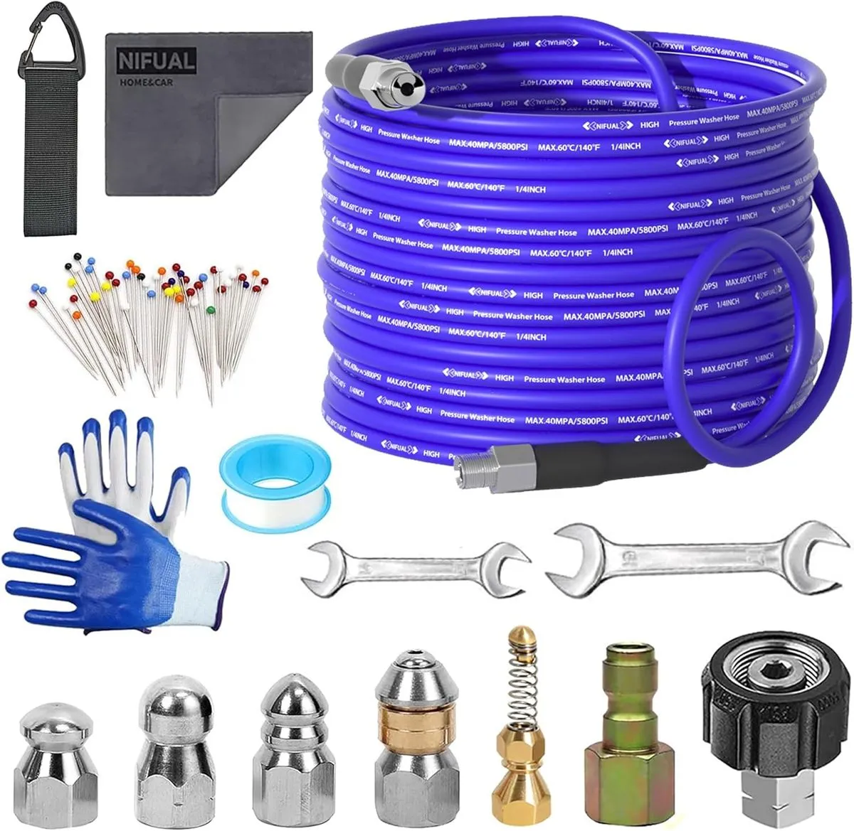 100ft Sewer Jetter Kit for Pressure Washer, 5800PSI Drain Cleaner Hose