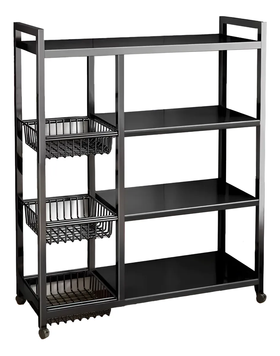 Multifunctional Four-Layer Storage Rack, Kitchen Storage Rack With Wheels