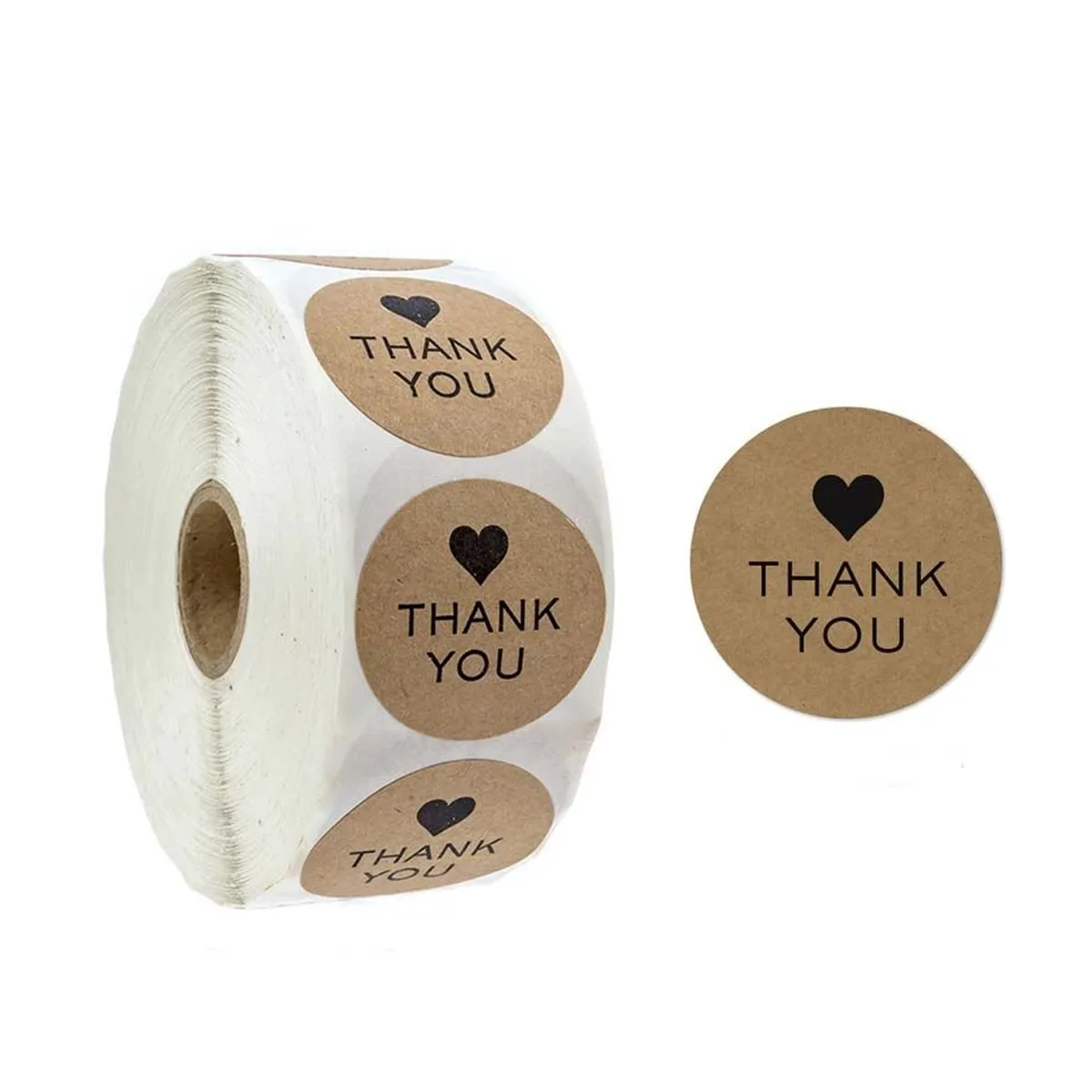Thank You Stickers for Small Business, 500PCS Roll Kraft Paper Labels