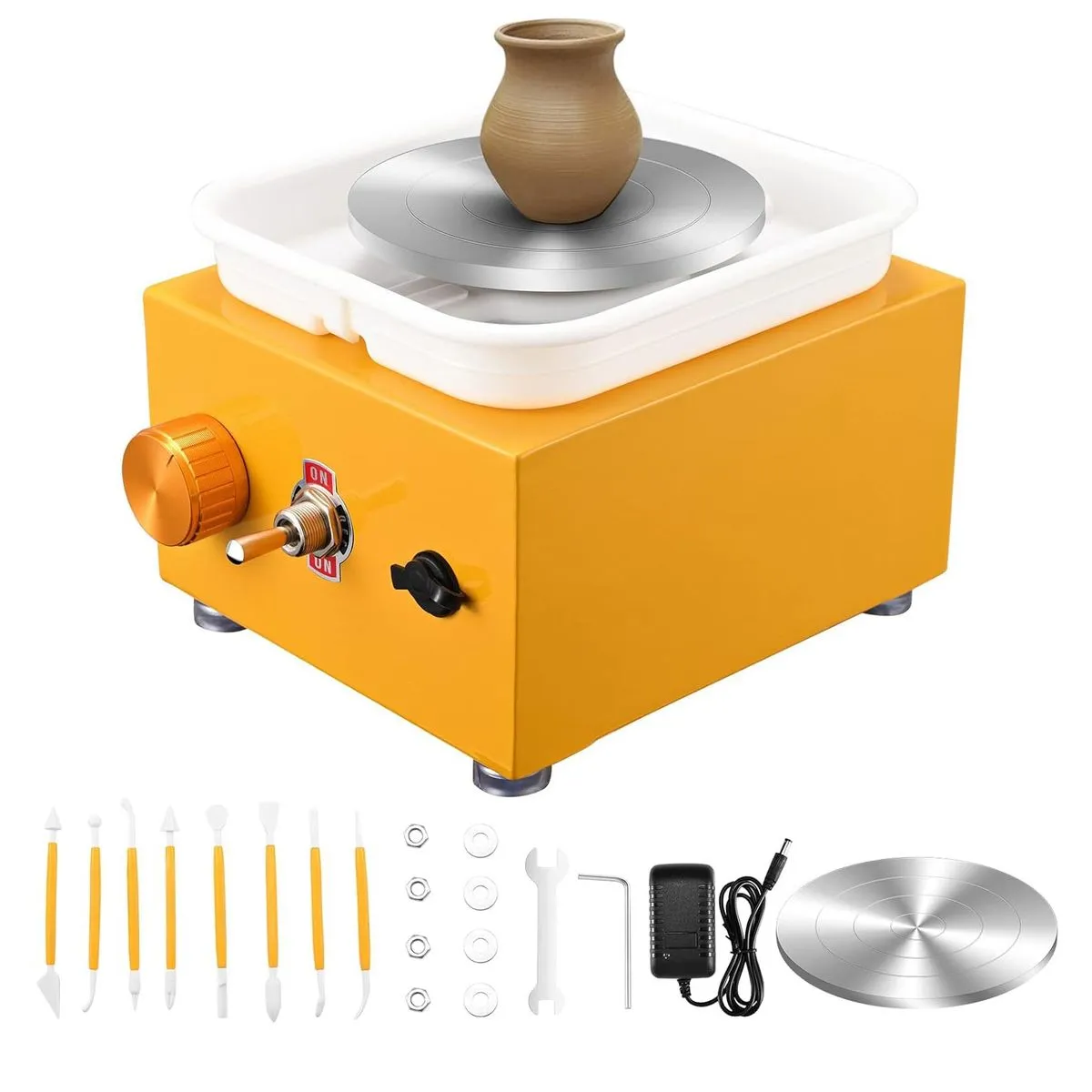Mini Electric Pottery Wheel, Clay Pottery Set, Suitable for DIY Ceramic - Yellow