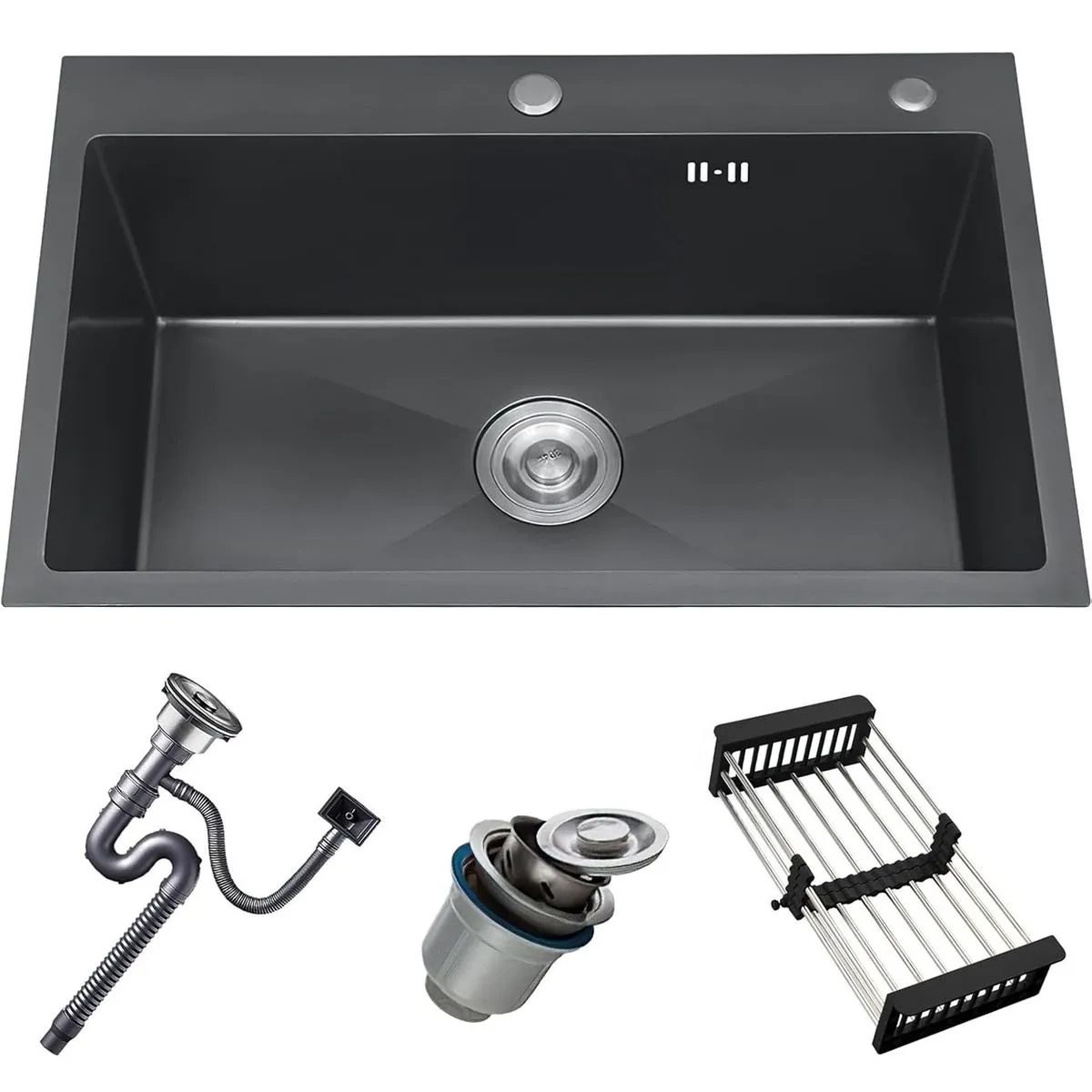 60cm Stainless Steel Single-Bowl Kitchen Sink, Scratch-Resistant Heavy-Duty