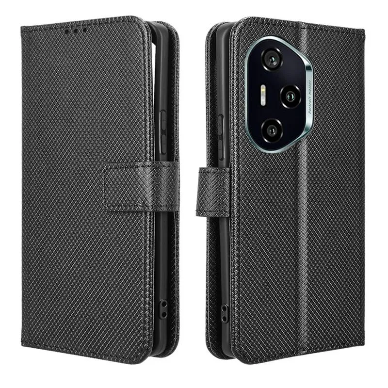 Flip Cases For Honor 300 Magnetic Buckle Shockproof Wallet Cover - Black
