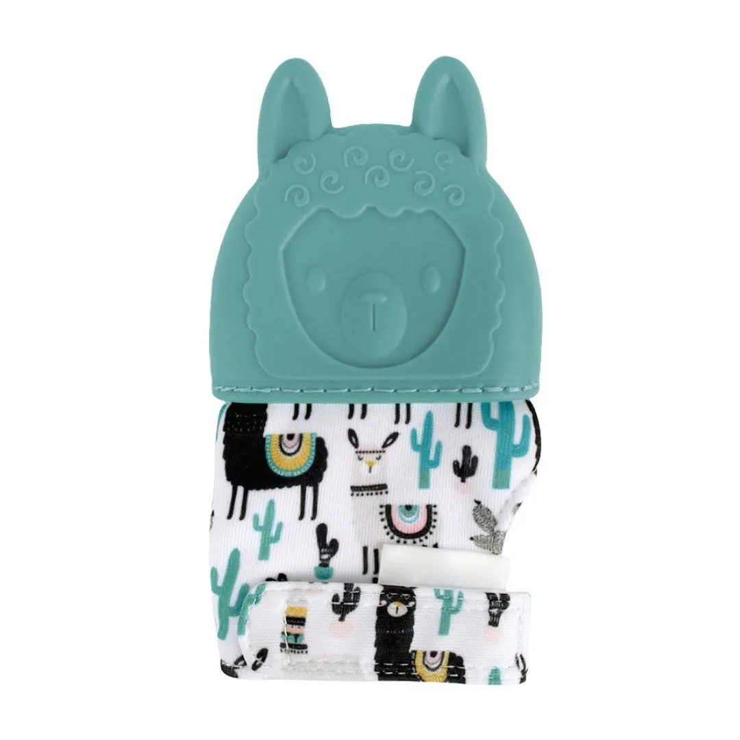Silicone Soothing Infant Teething Mitten with Adjustable Strap - Blue