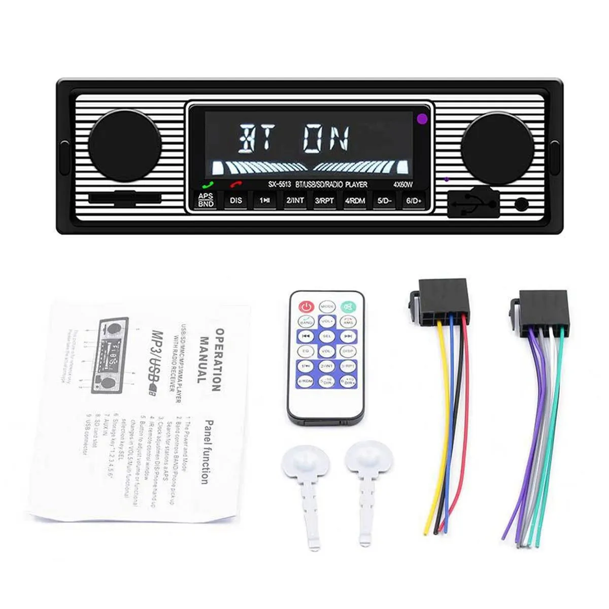 1 DIN Retro Car Stereo Audio Automotive Bluetooth Type:-5513