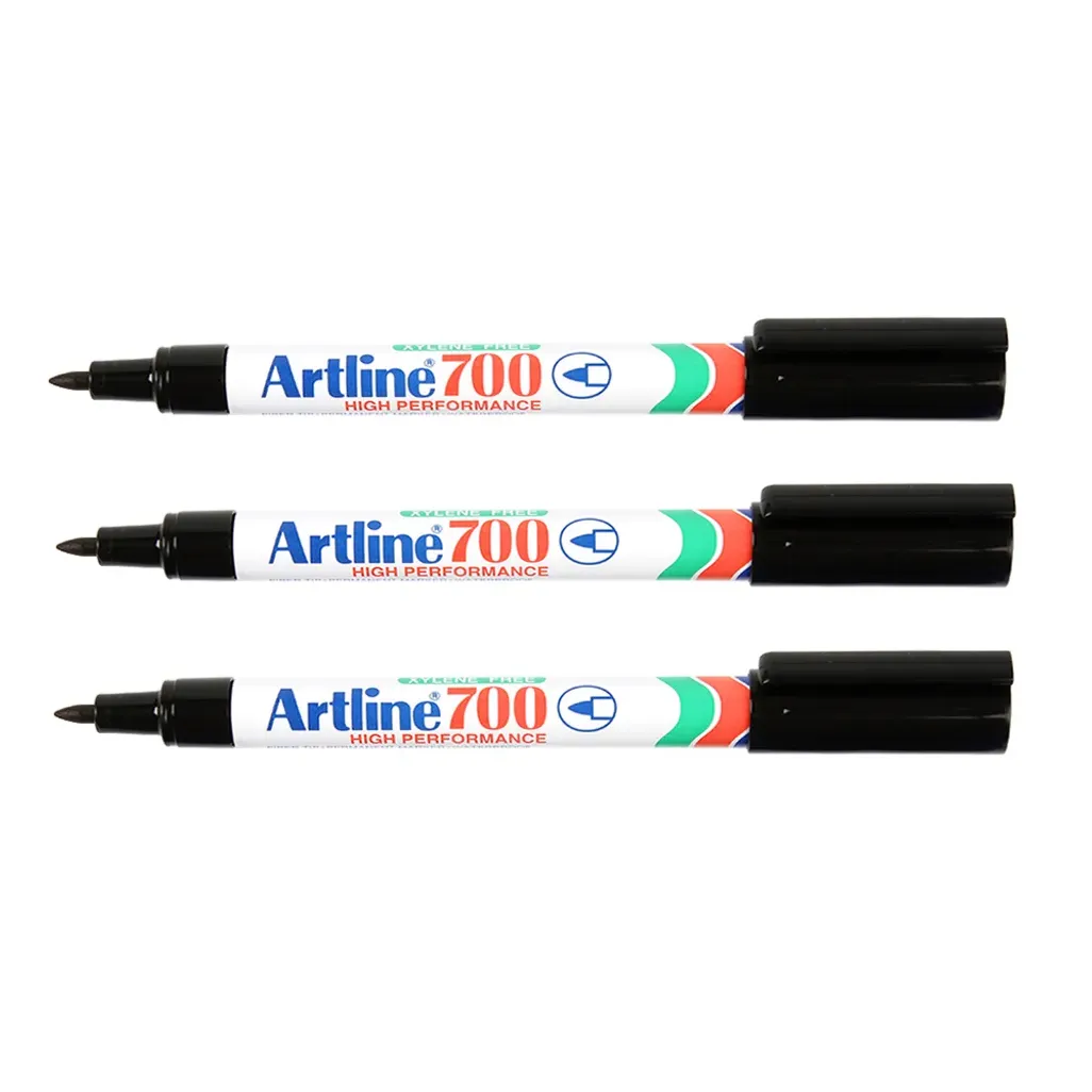 Artline EK700 Fine Permanent Marker Black - Pack of 3